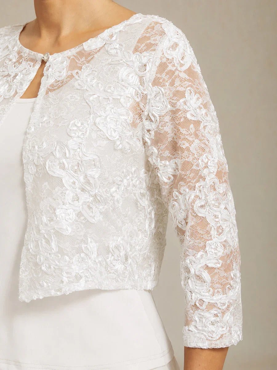 Chaqueta de encaje rosetón con adorno de lentejuelas - Nhaura