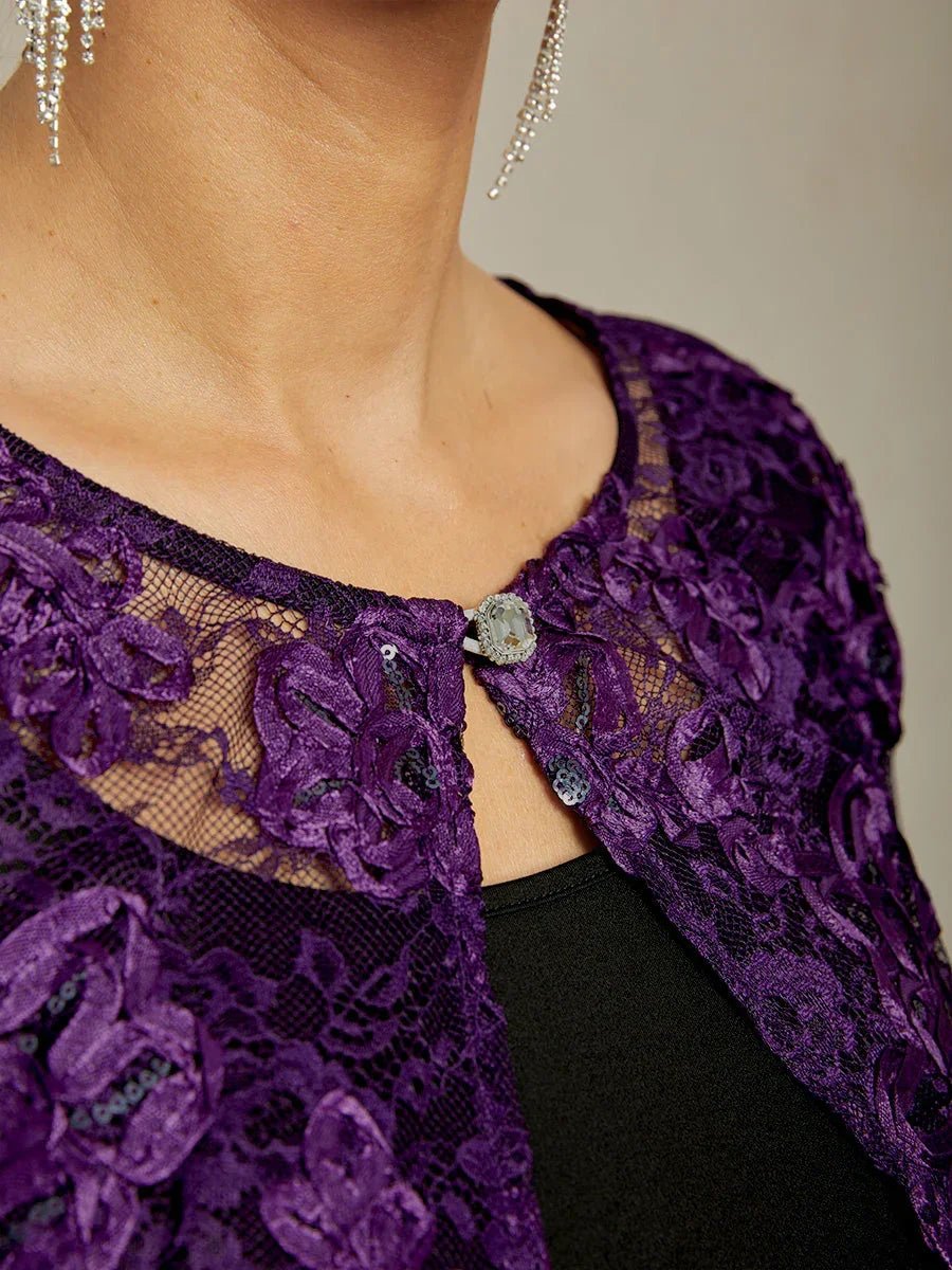 Chaqueta de encaje rosetón con adorno de lentejuelas - Nhaura