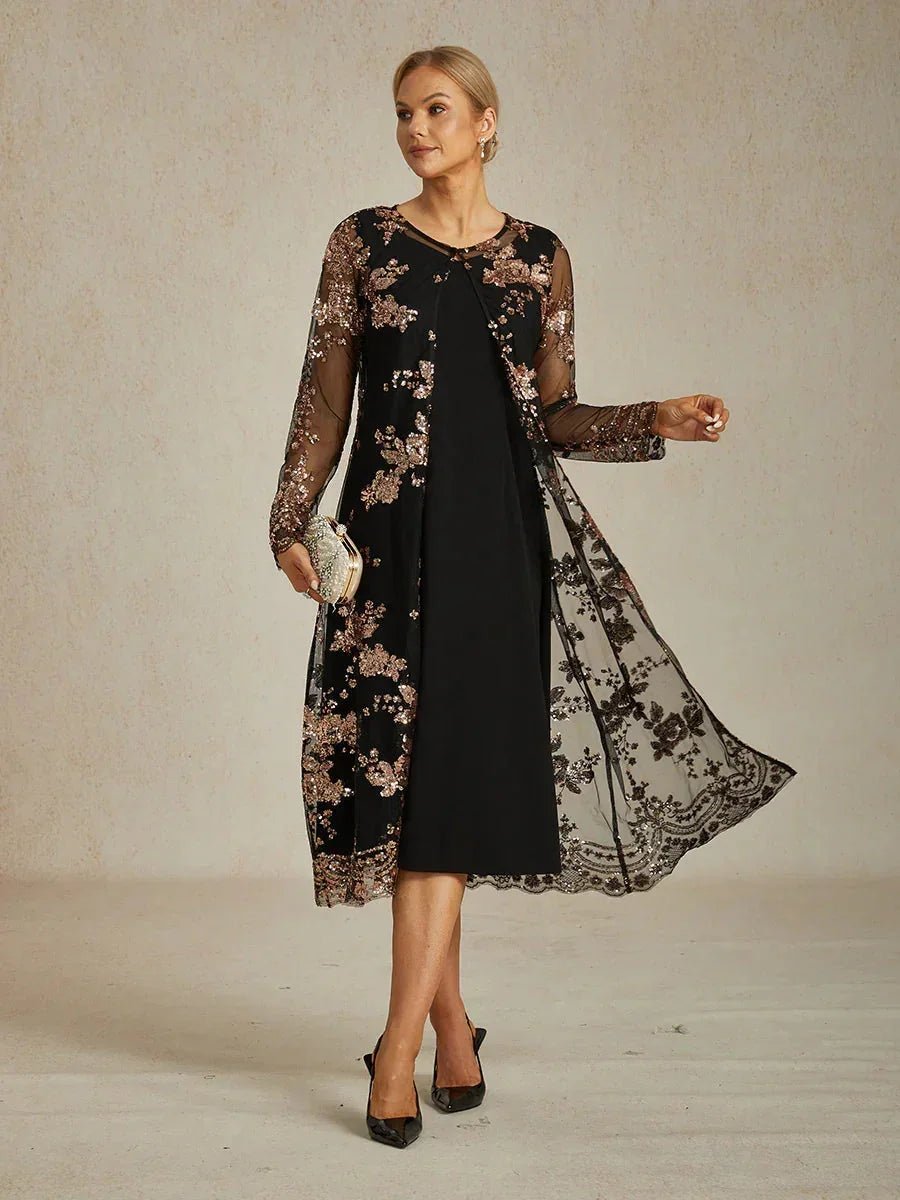 Chaqueta larga bordada con lentejuelas y motivo floral barroco - Nhaura