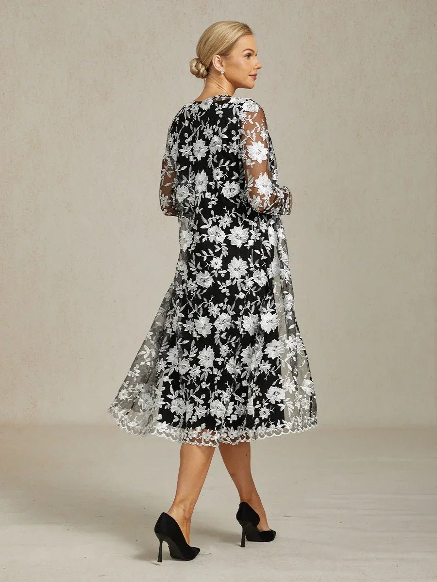 Chaqueta larga de encaje floral bordado - Nhaura