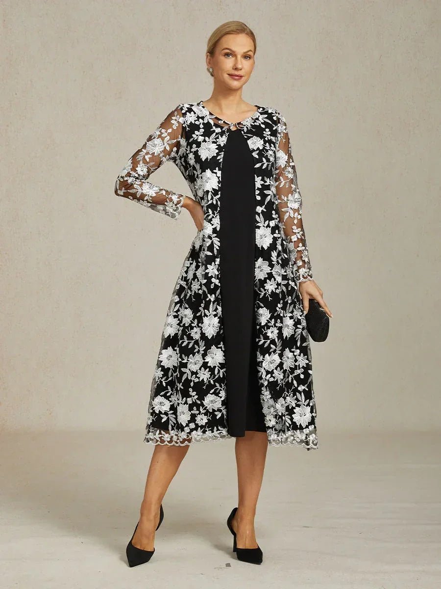 Chaqueta larga de encaje floral bordado - Nhaura