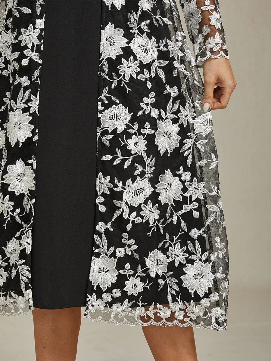 Chaqueta larga de encaje floral bordado - Nhaura