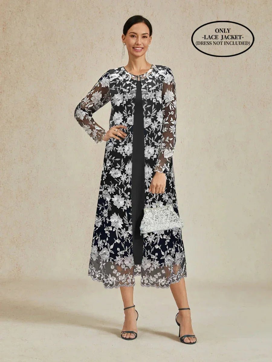 Chaqueta larga de encaje floral bordado - Nhaura