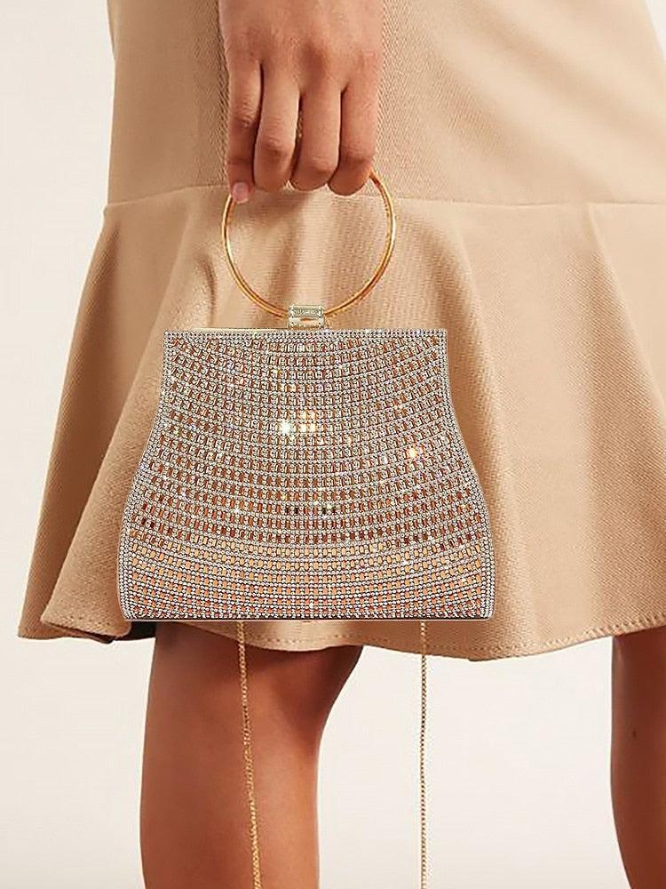 Clutch de cristales con asa de aro dorado - Nhaura