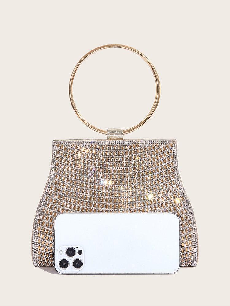 Clutch de cristales con asa de aro dorado - Nhaura