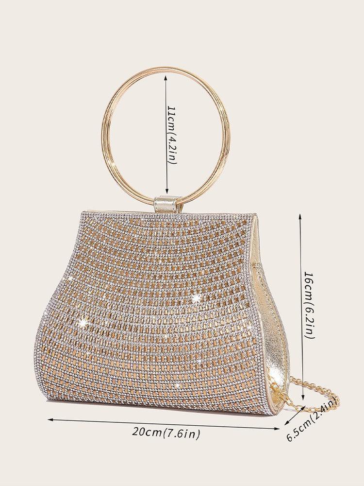 Clutch de cristales con asa de aro dorado - Nhaura