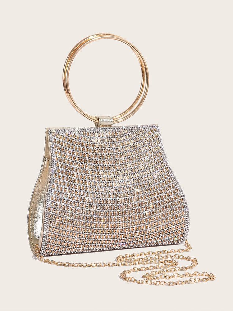 Clutch de cristales con asa de aro dorado - Nhaura