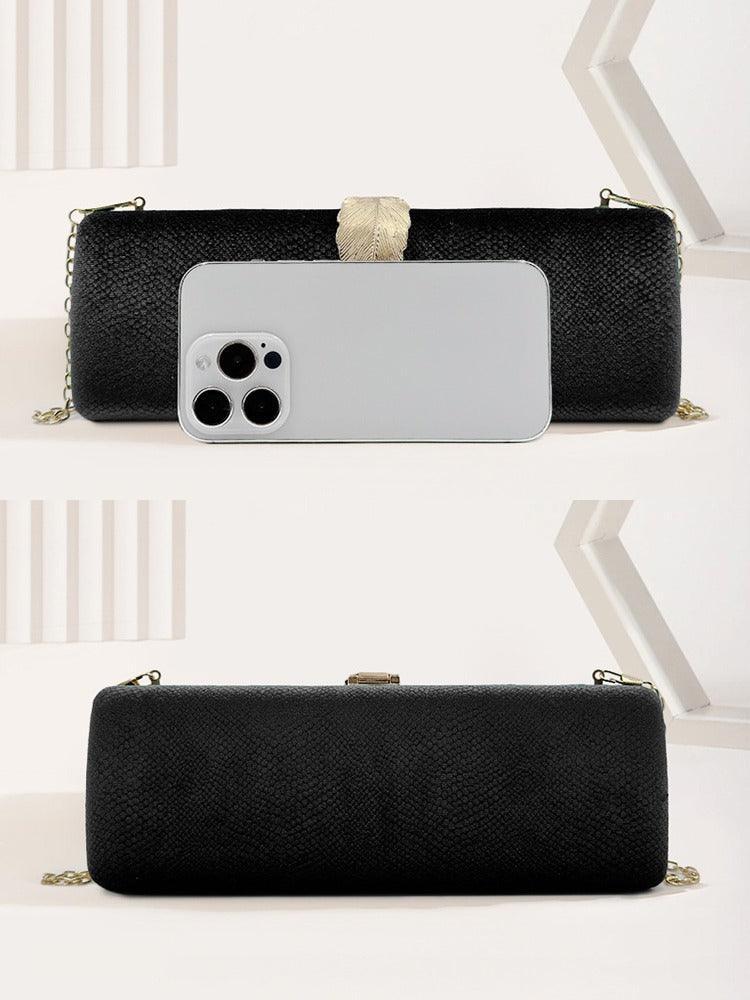 Clutch de terciopelo con pluma dorada - Nhaura