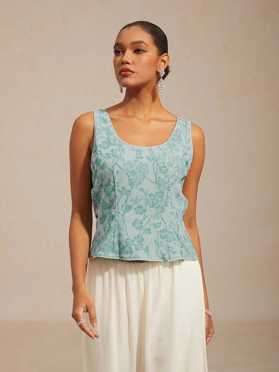 Conjunto de dos piezas con cuello mandarín y estampado cebra con strass - Nhaura