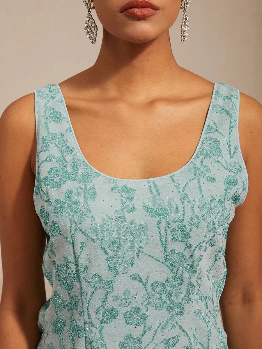 Conjunto de dos piezas con cuello mandarín y estampado cebra con strass - Nhaura