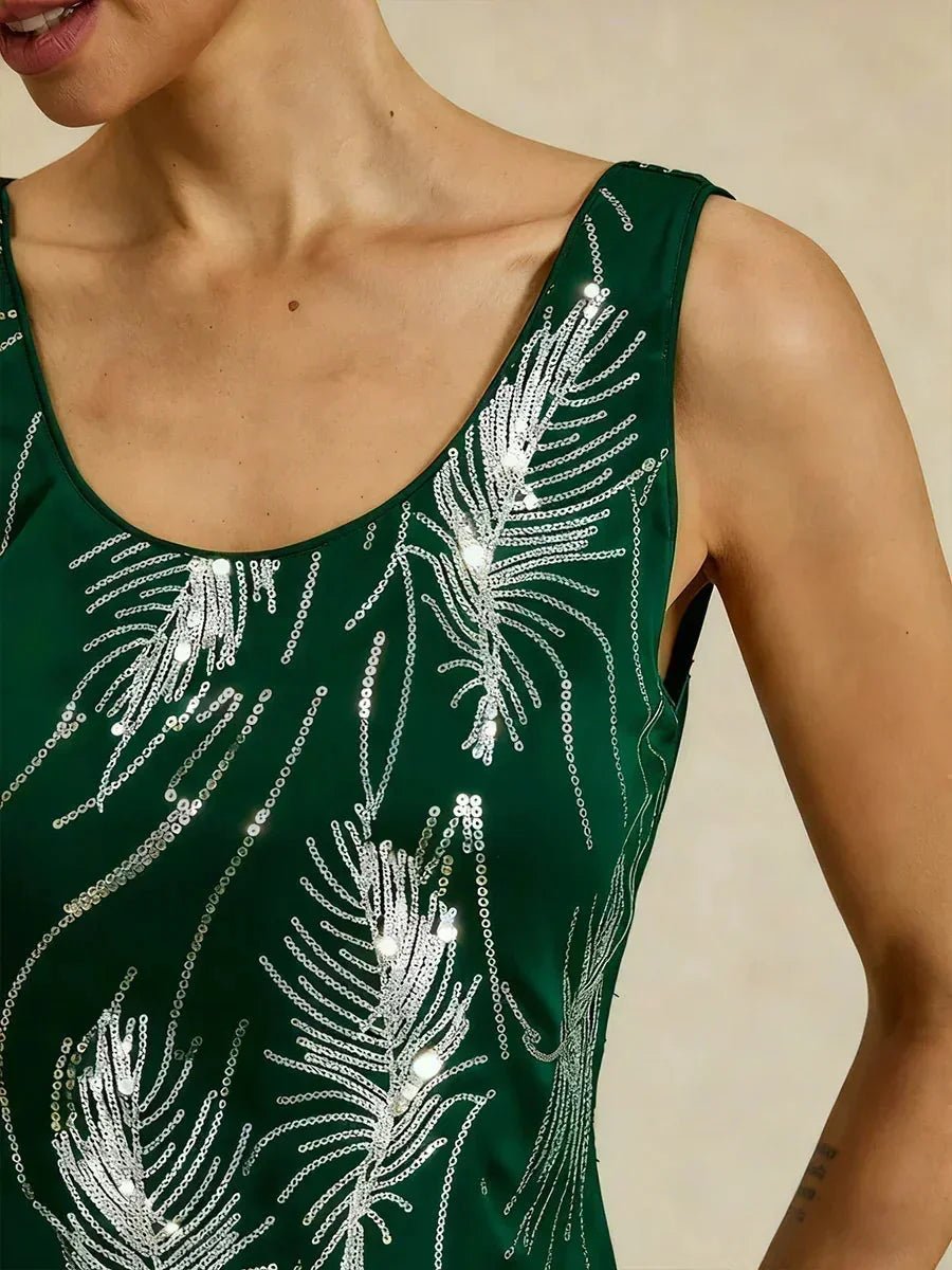 Conjunto de dos piezas elegante con cuello mandarín y lentejuelas - Nhaura
