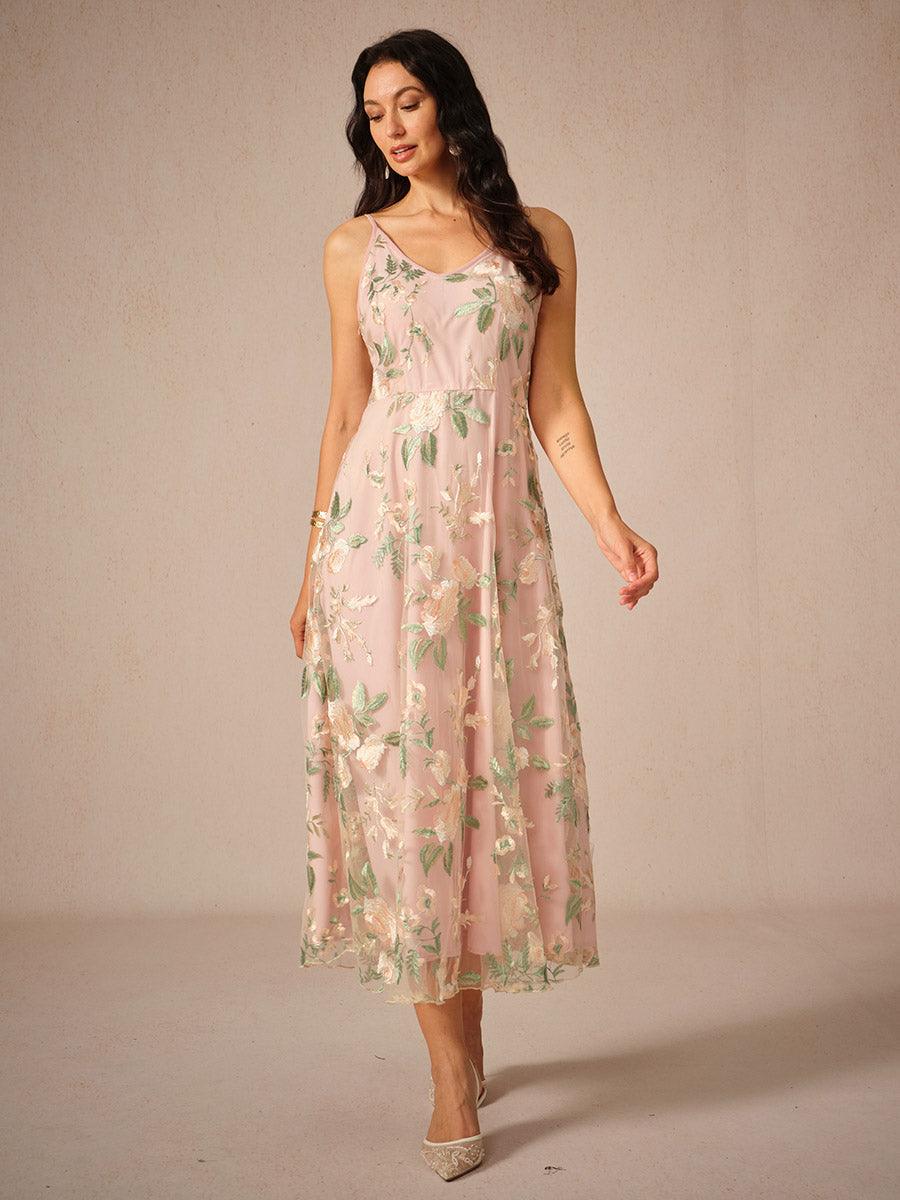 Conjunto de vestido de gasa con encaje bordado - Nhaura