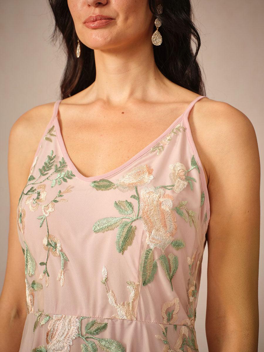 Conjunto de vestido de gasa con encaje bordado - Nhaura