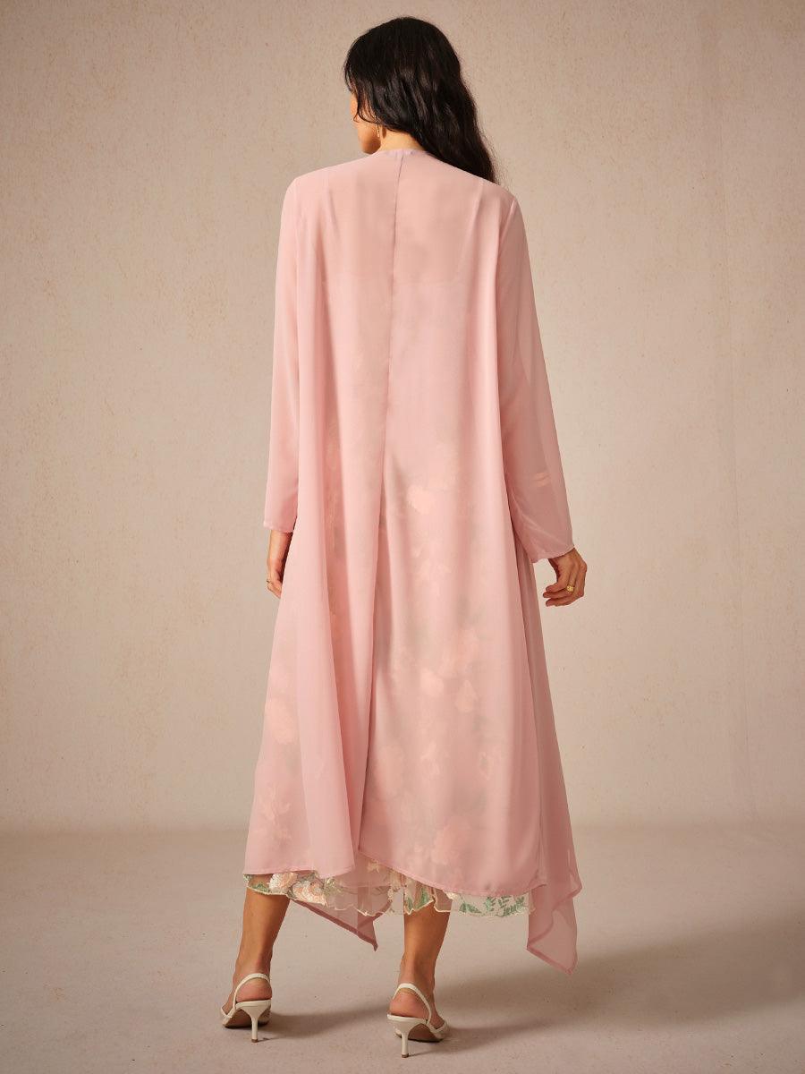 Conjunto de vestido de gasa con encaje bordado - Nhaura