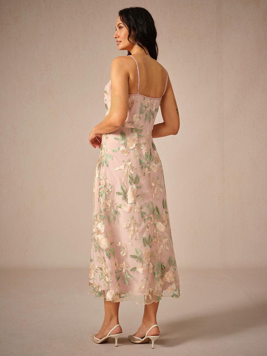 Conjunto de vestido de gasa con encaje bordado - Nhaura