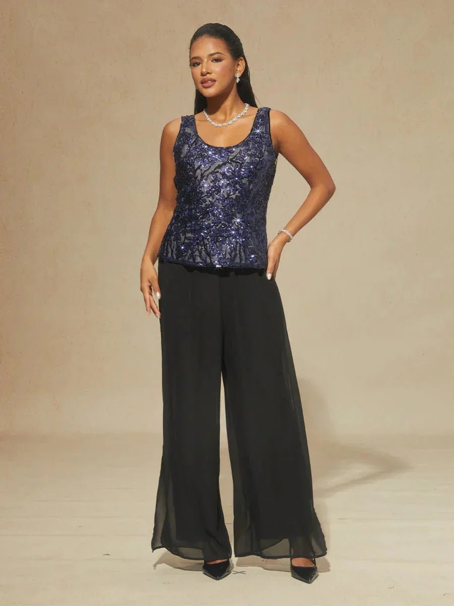 Conjunto floral con cuello mandarín y lentejuelas - Nhaura