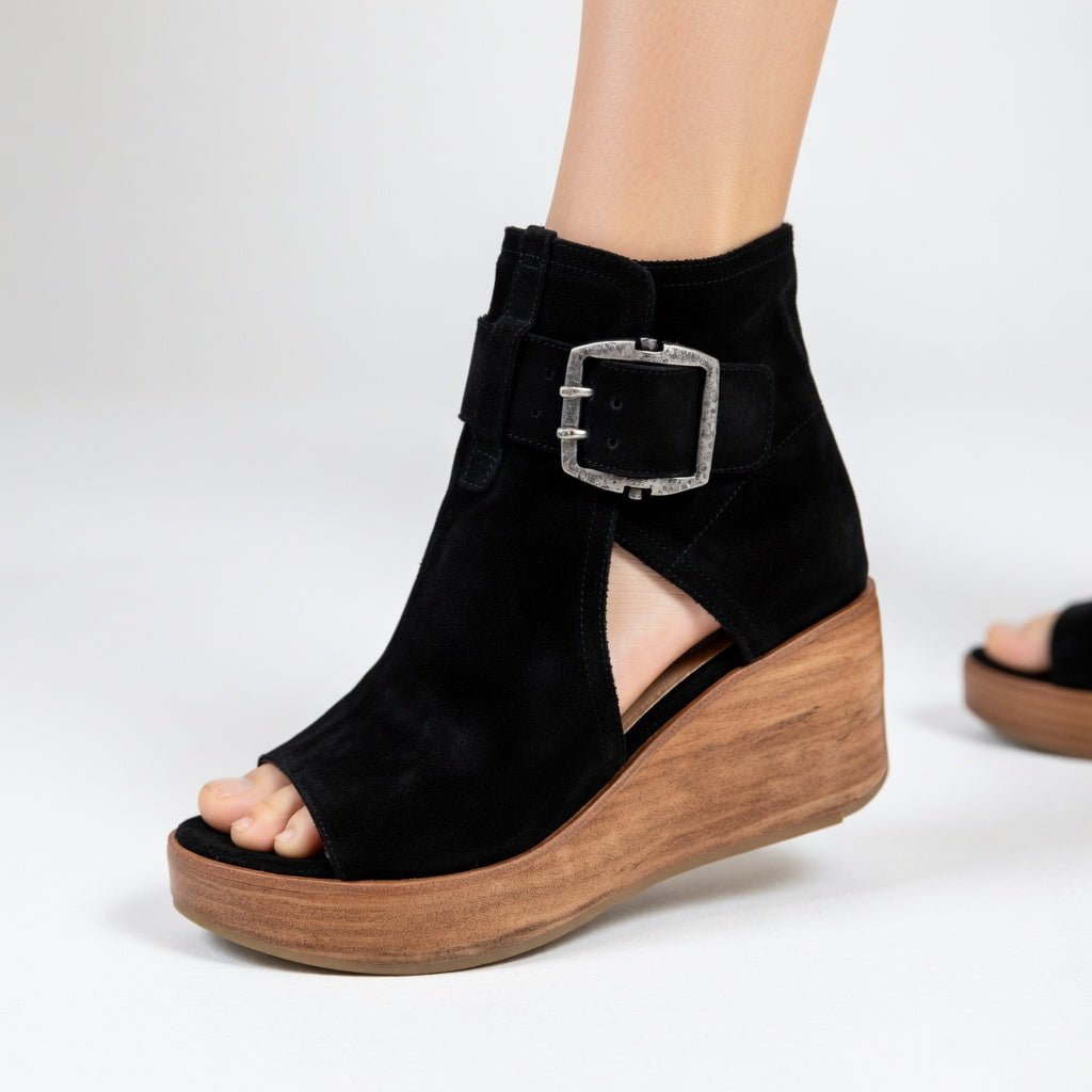 Cuñeira™ — Botines de Cuña Abierto con Hebilla - Nhaura