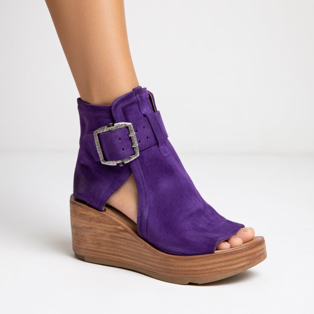 Cuñeira™ — Botines de Cuña Abierto con Hebilla - Nhaura