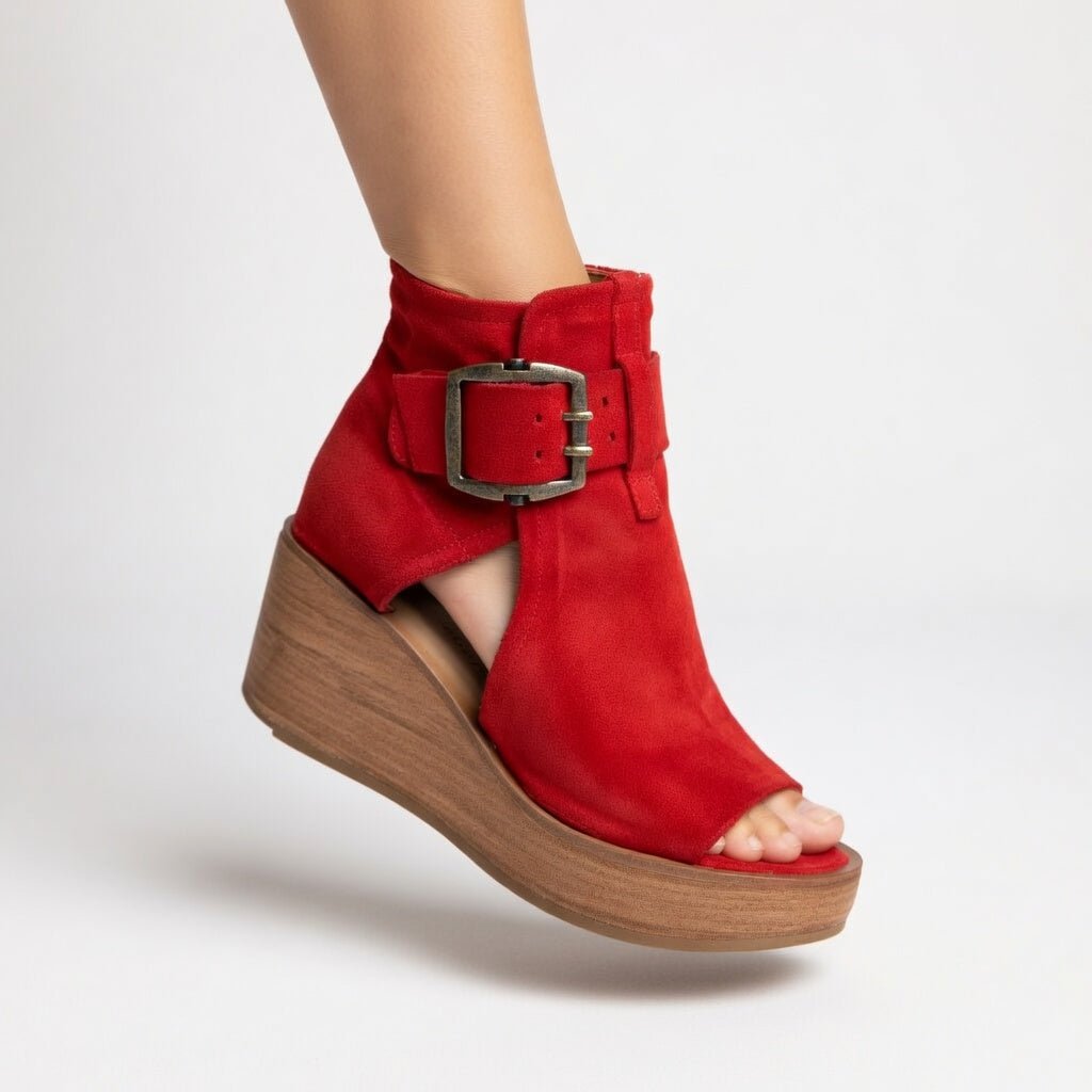 Cuñeira™ — Botines de Cuña Abierto con Hebilla - Nhaura
