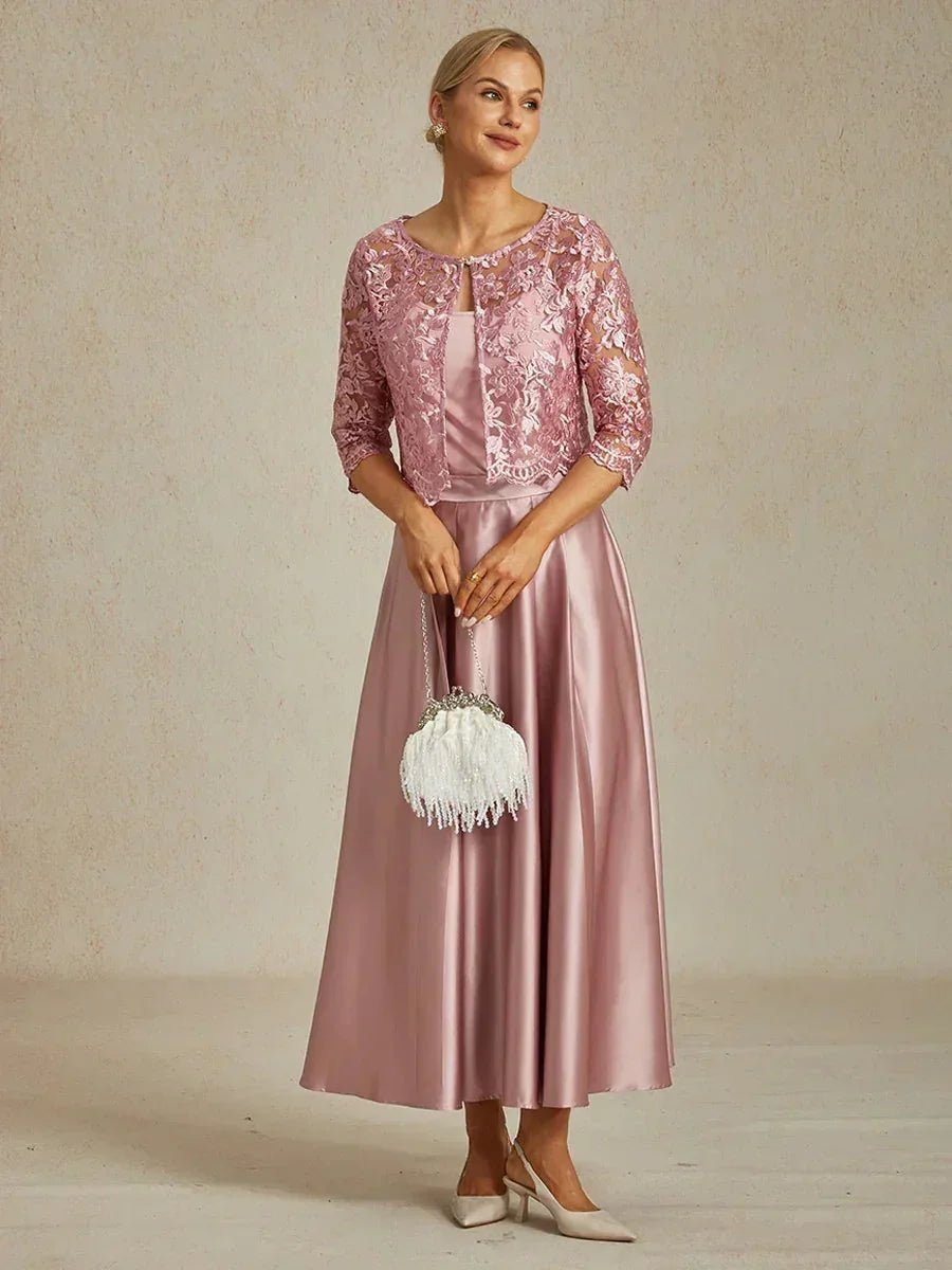 Falda formal evasé de satén estilo gala con bolsillos - Nhaura