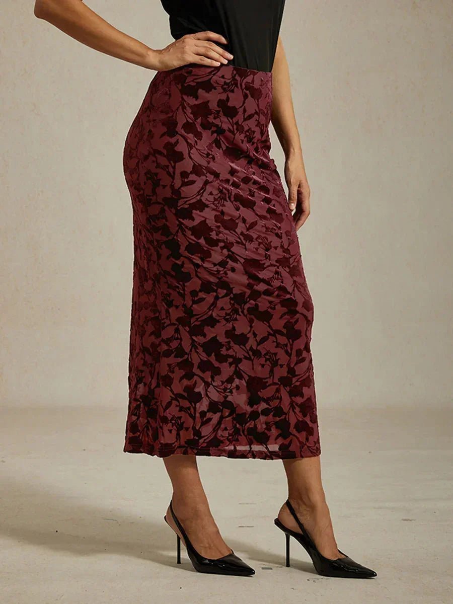 Falda larga floral con cola sirena - Nhaura