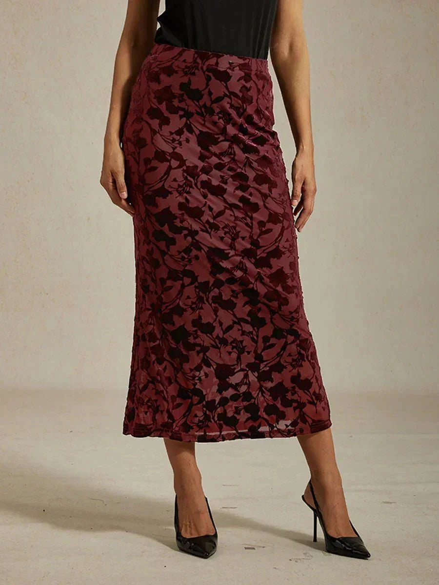 Falda larga floral con cola sirena - Nhaura