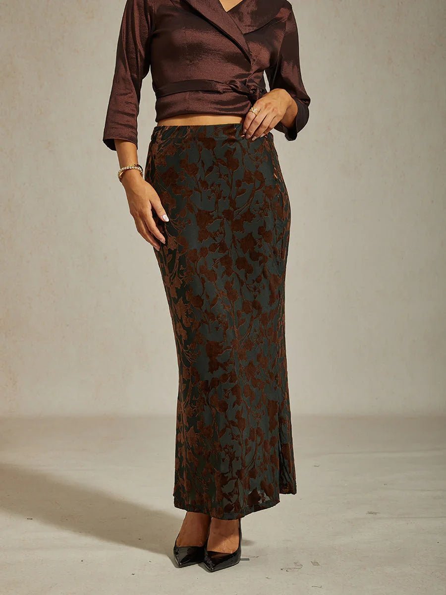 Falda larga floral con cola sirena - Nhaura