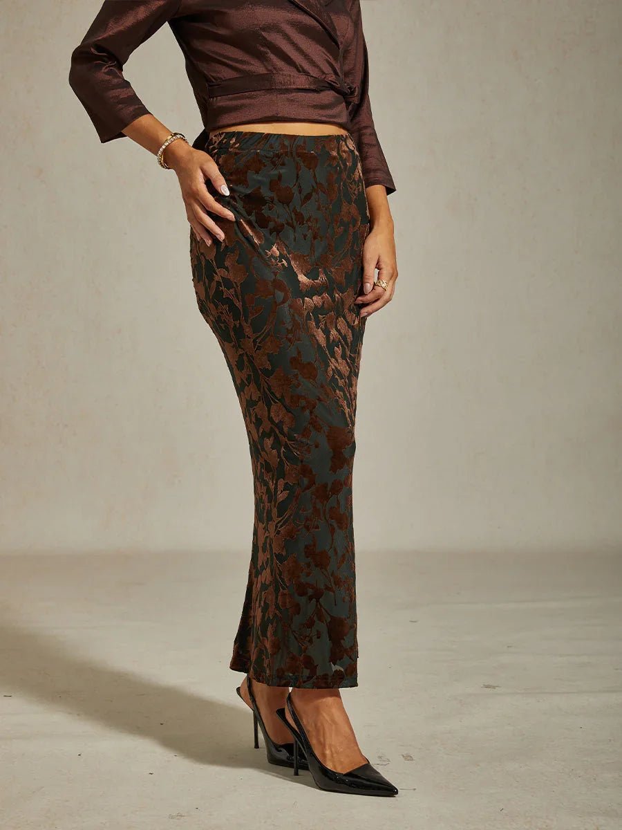 Falda larga floral con cola sirena - Nhaura