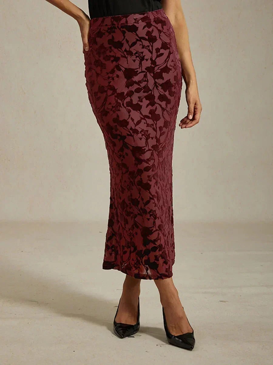 Falda larga floral con cola sirena - Nhaura
