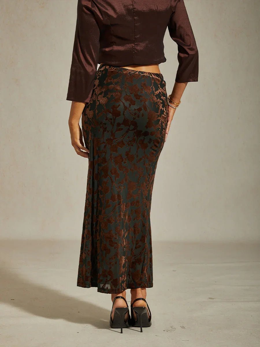 Falda larga floral con cola sirena - Nhaura