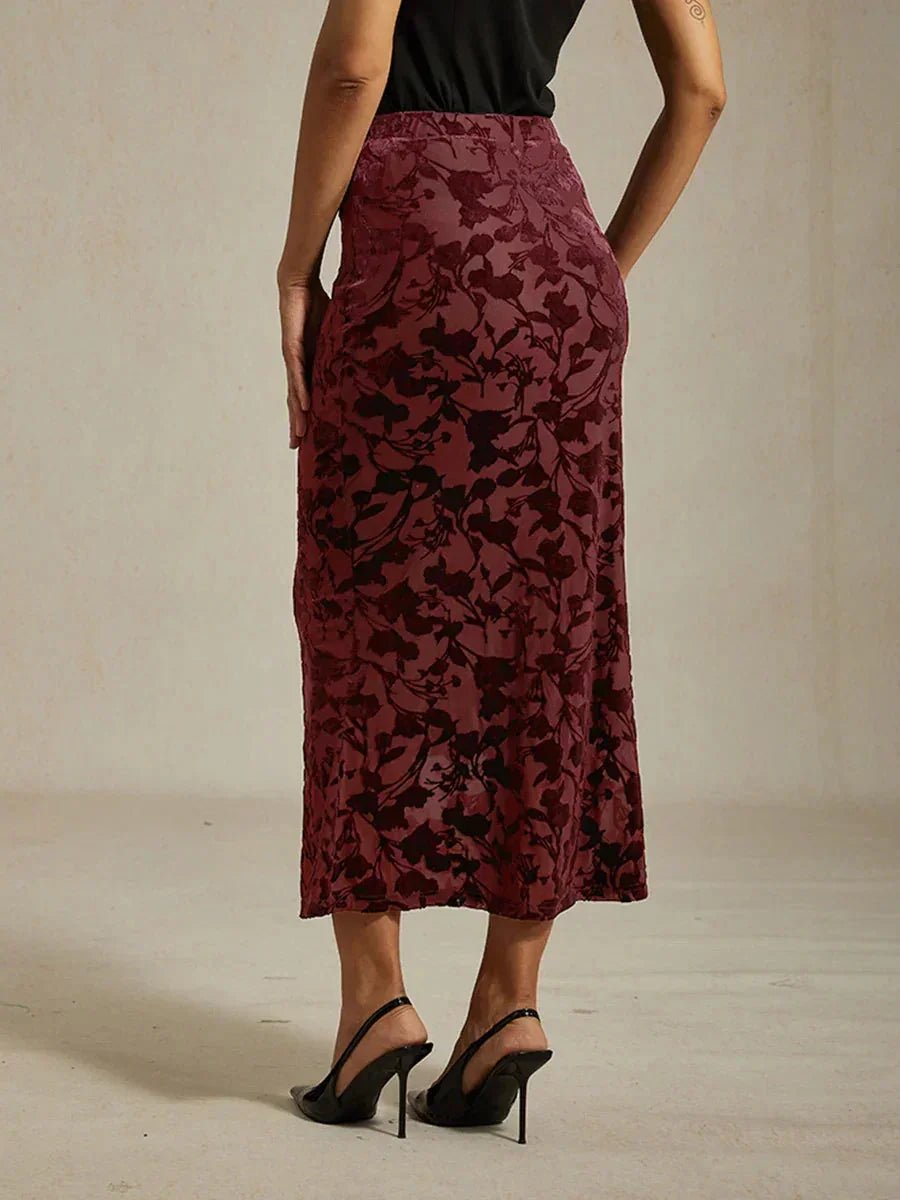Falda larga floral con cola sirena - Nhaura