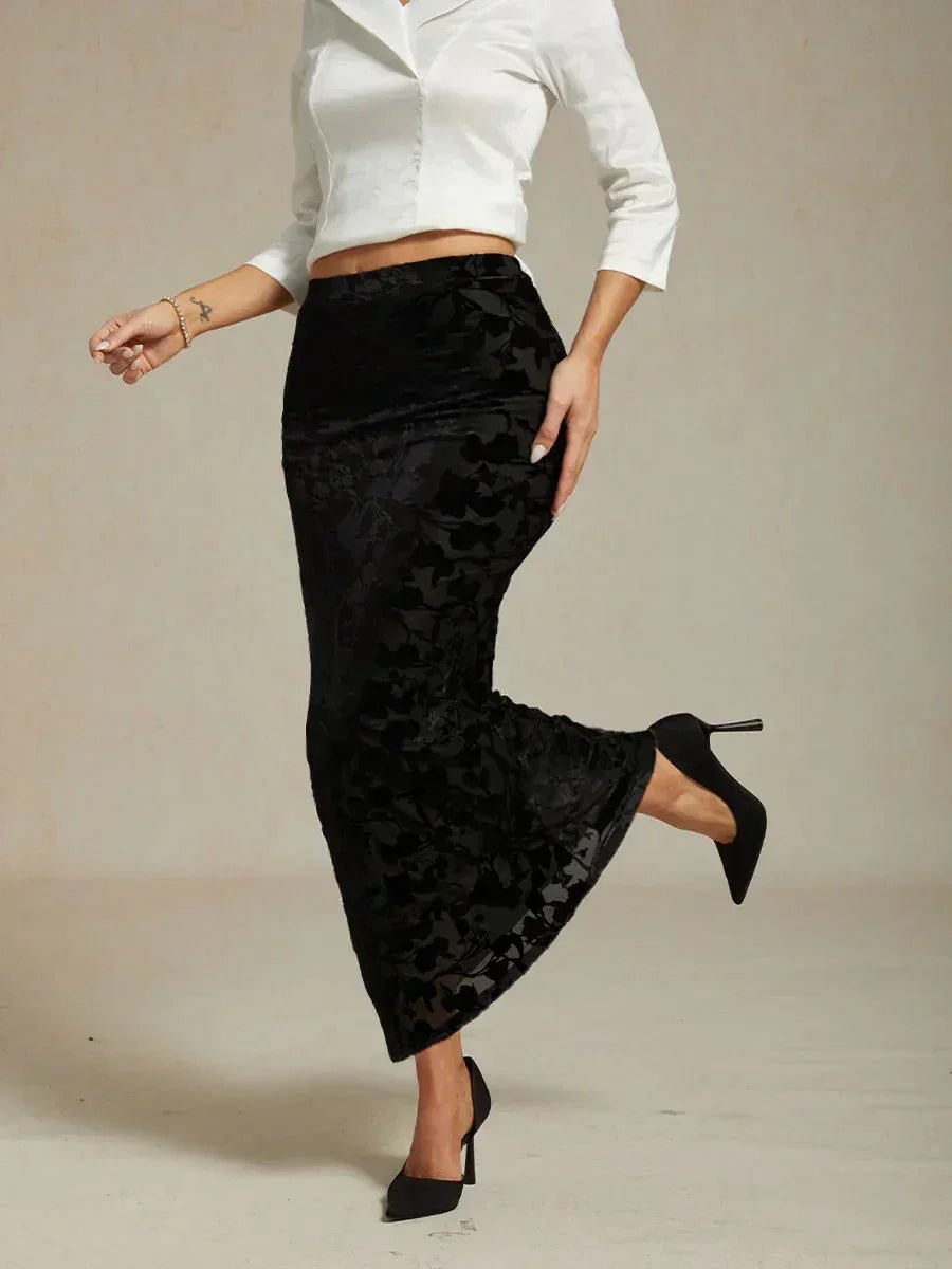 Falda larga floral con cola sirena - Nhaura