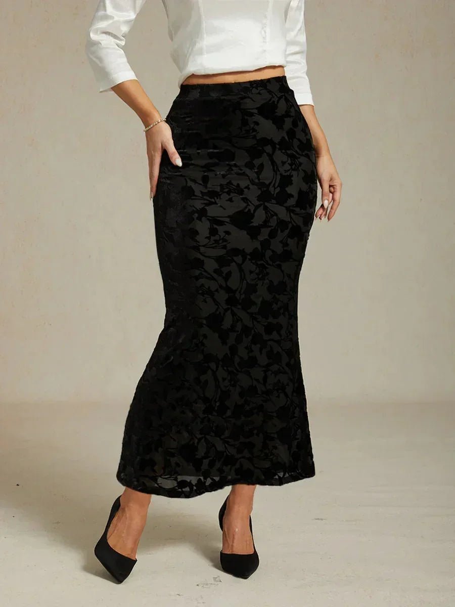 Falda larga floral con cola sirena - Nhaura