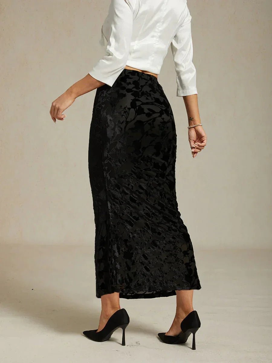Falda larga floral con cola sirena - Nhaura