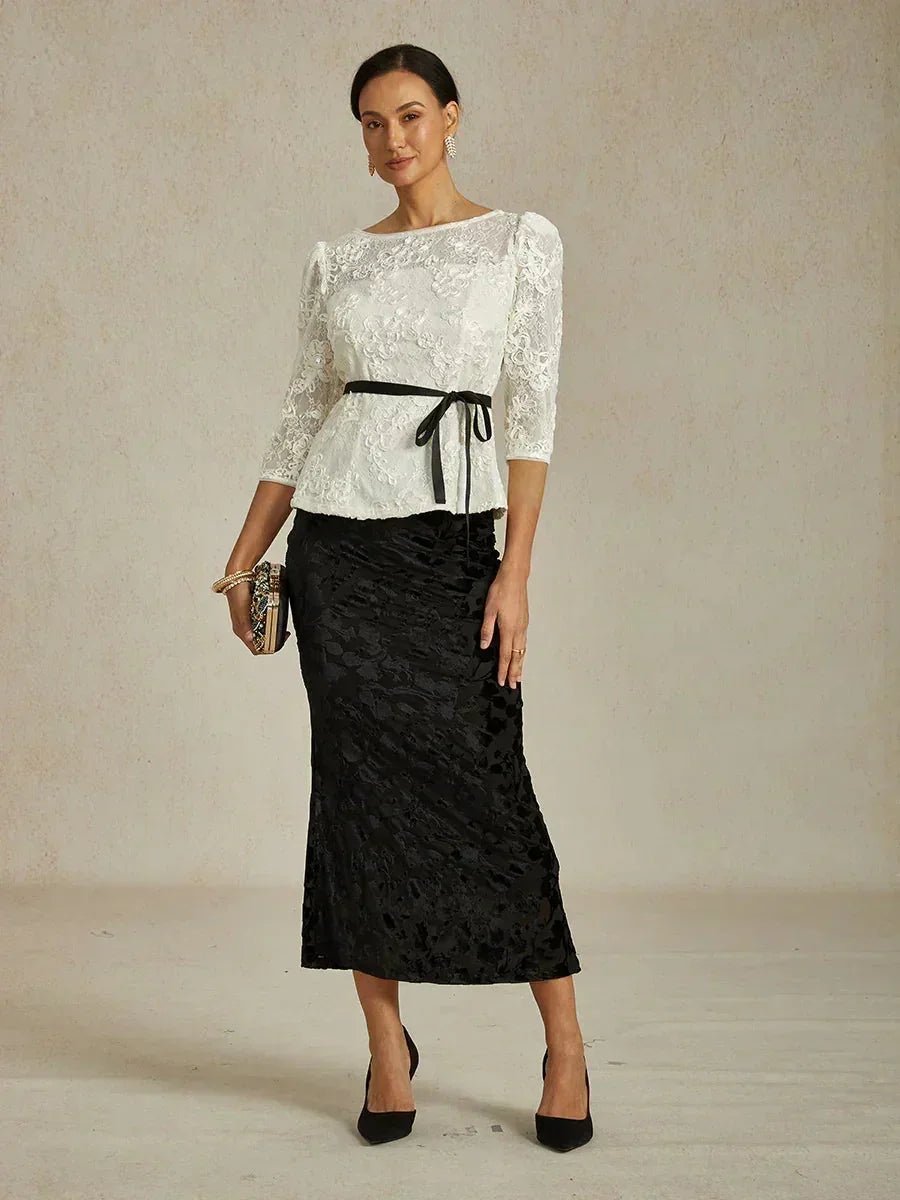 Falda larga floral con cola sirena - Nhaura