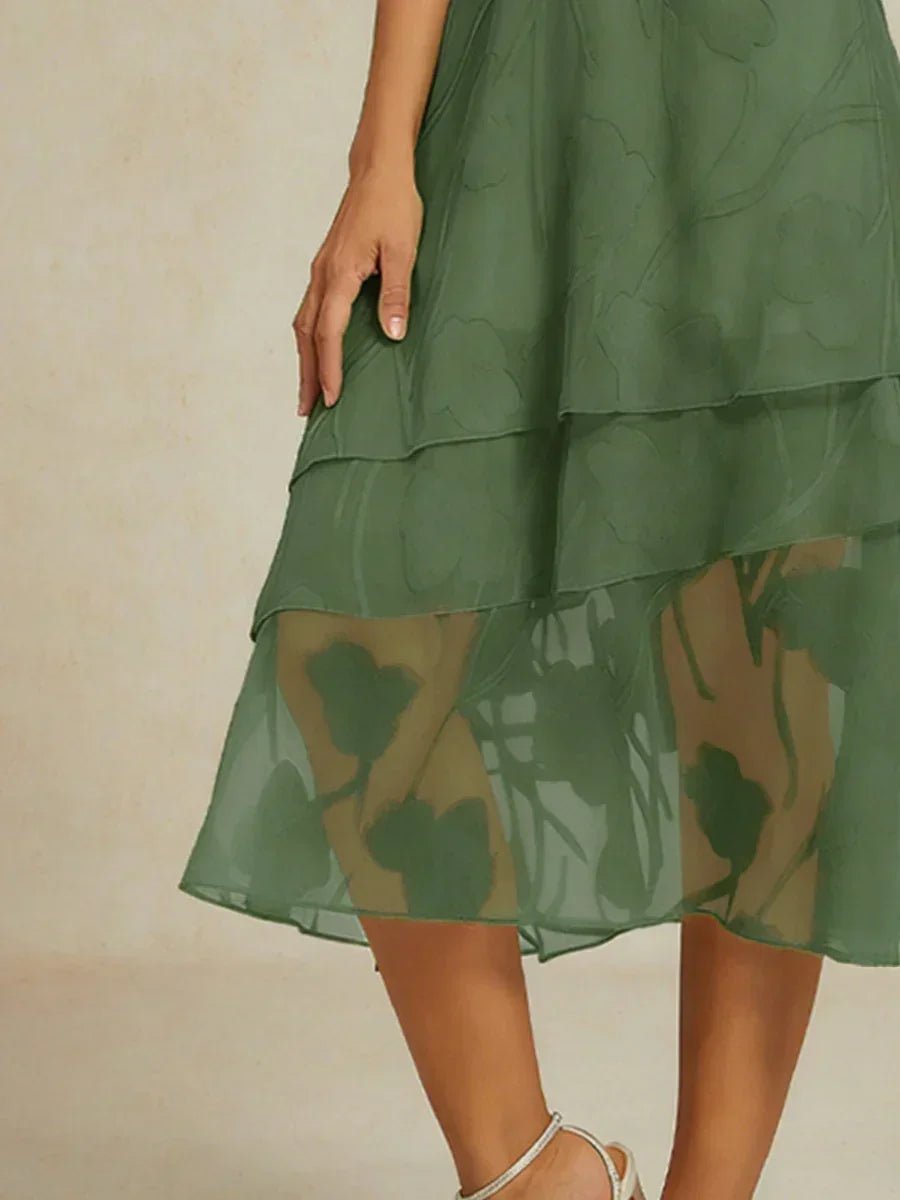 Falda midi de gasa floral - Nhaura