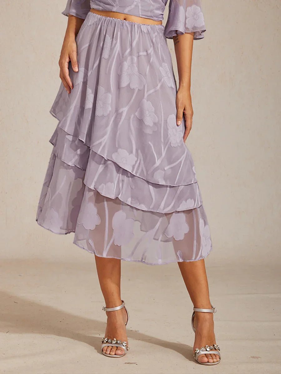 Falda midi de gasa floral - Nhaura