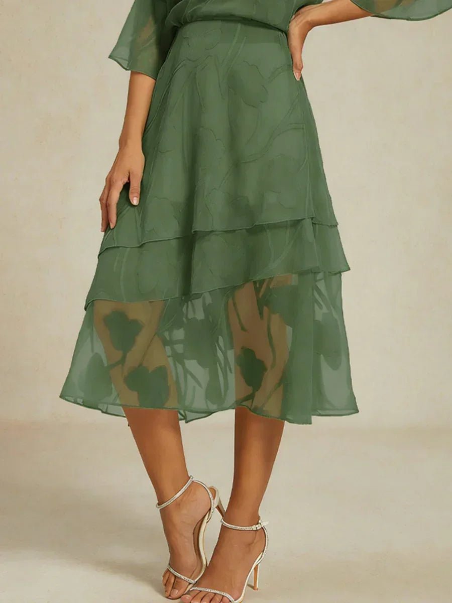 Falda midi de gasa floral - Nhaura
