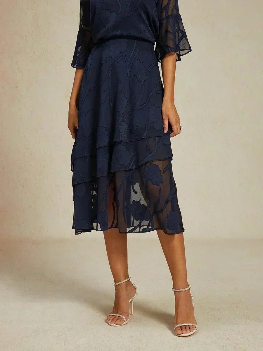 Falda midi de gasa floral - Nhaura