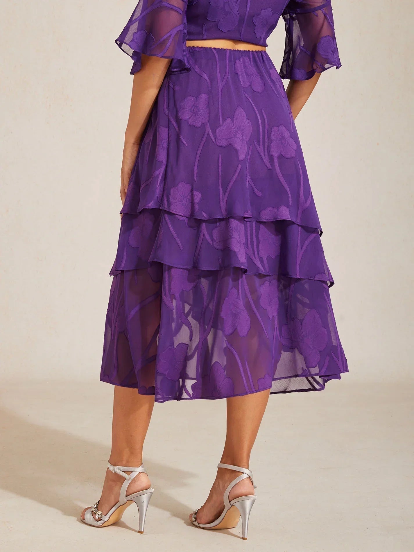 Falda midi de gasa floral - Nhaura