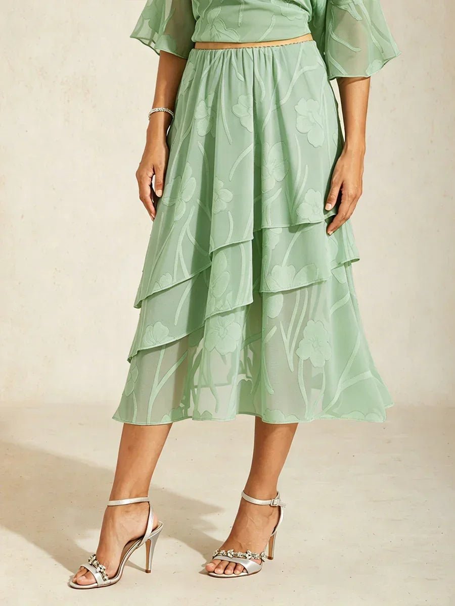 Falda midi de gasa floral - Nhaura