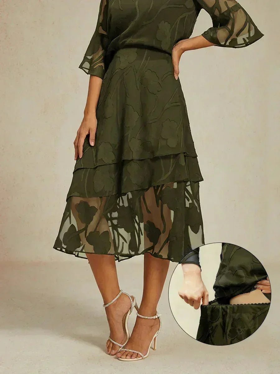 Falda midi de gasa floral - Nhaura