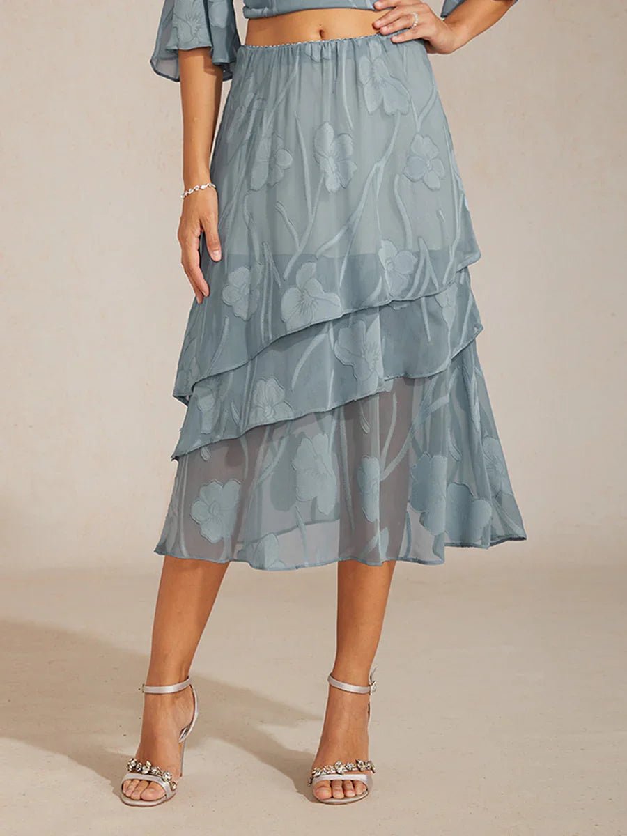 Falda midi de gasa floral - Nhaura