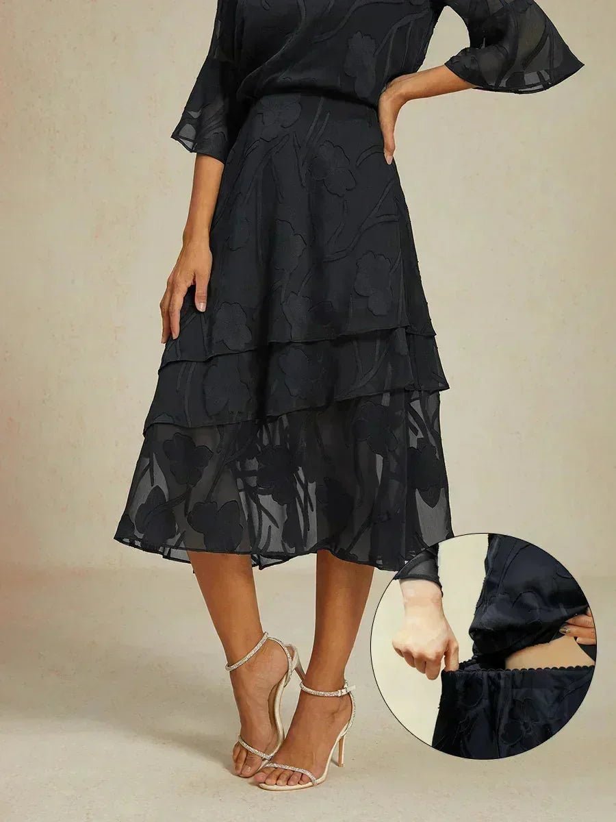 Falda midi de gasa floral - Nhaura