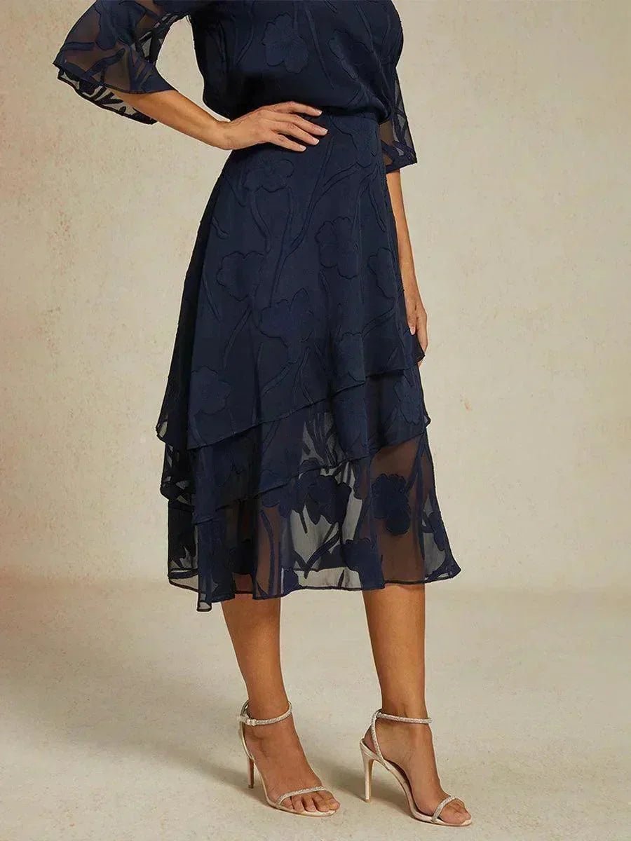 Falda midi de gasa floral - Nhaura