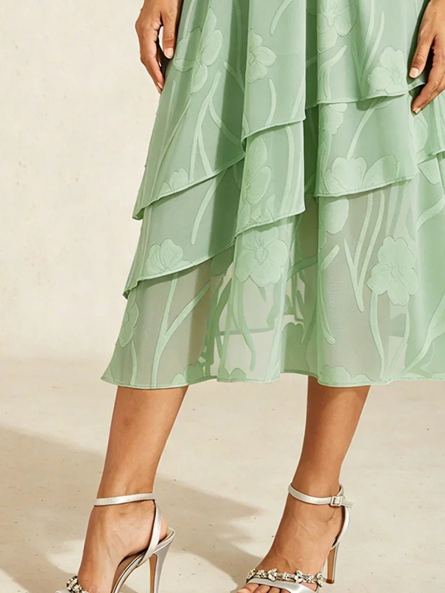 Falda midi de gasa floral - Nhaura