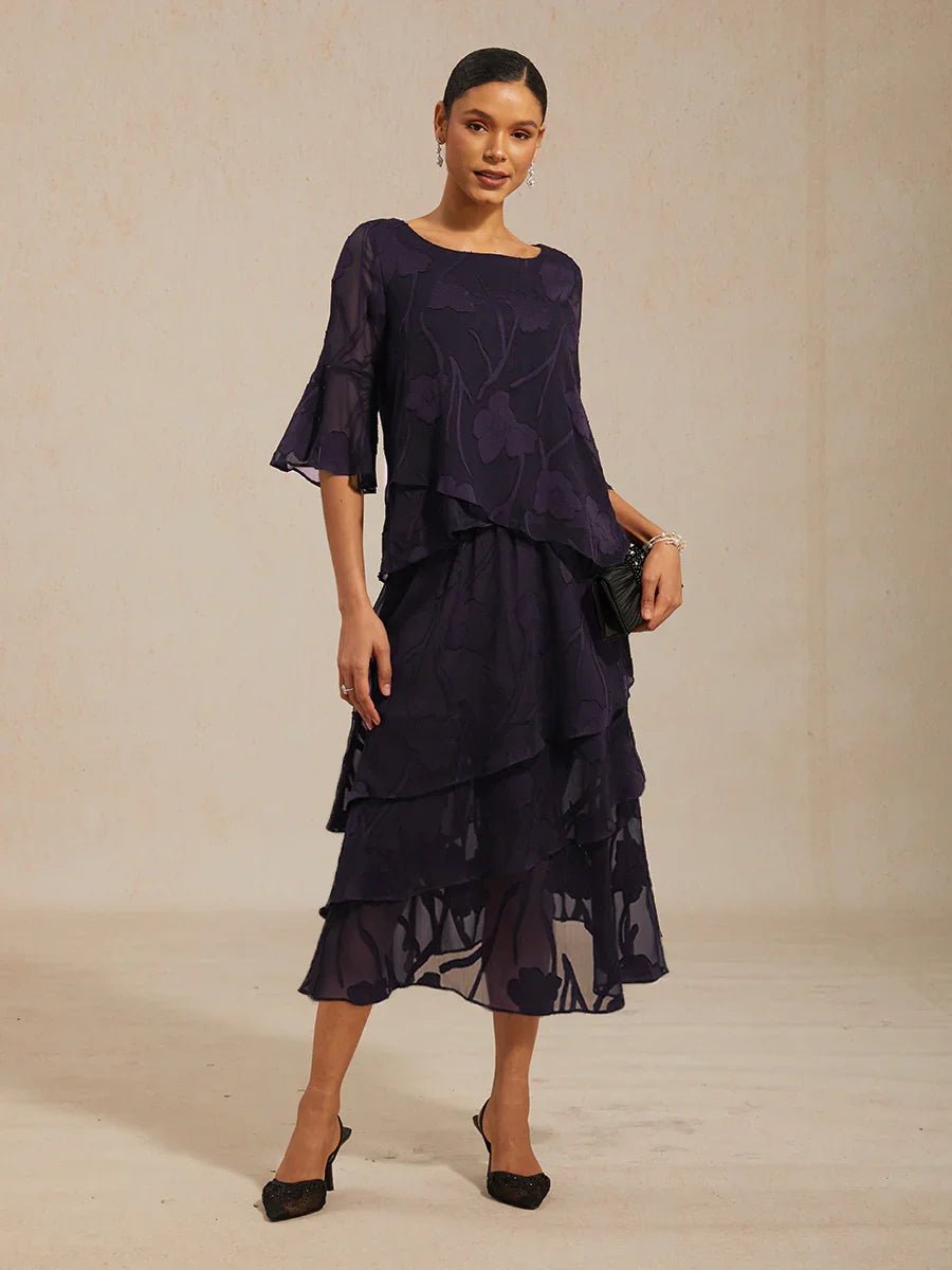 Falda midi de gasa floral - Nhaura