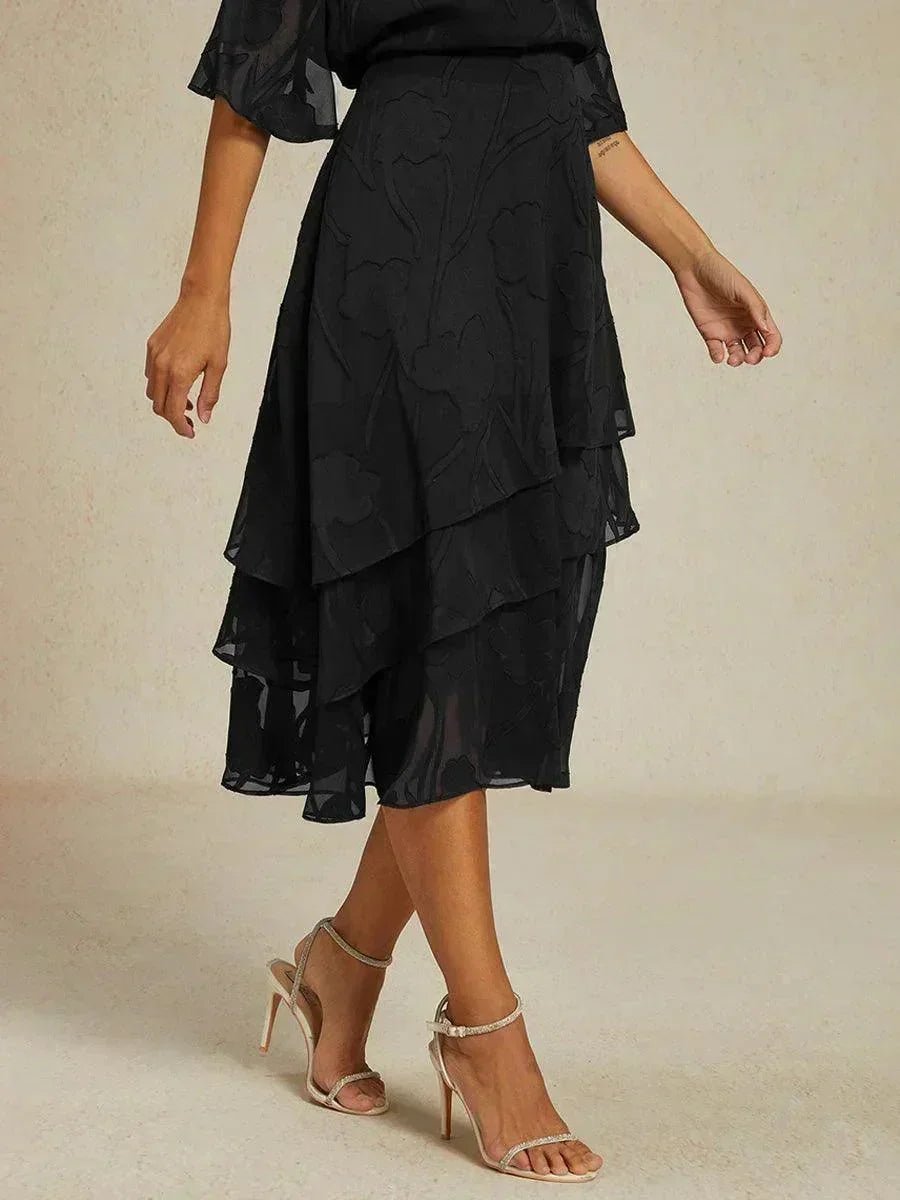 Falda midi de gasa floral - Nhaura