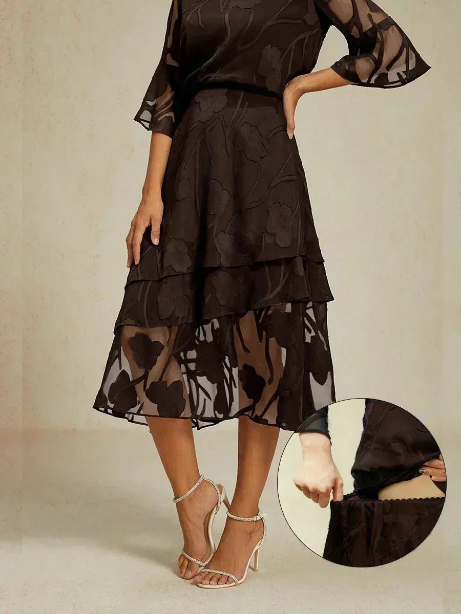 Falda midi de gasa floral - Nhaura