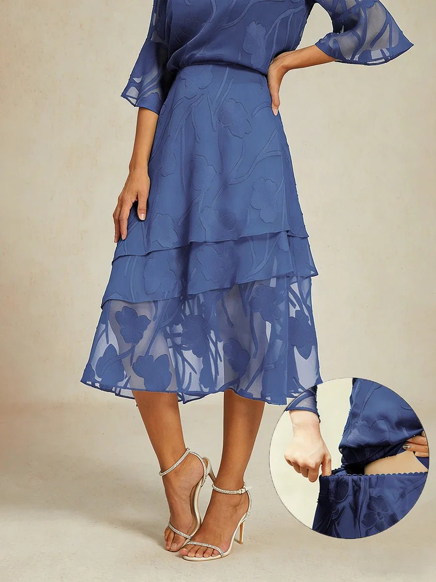 Falda midi de gasa floral - Nhaura
